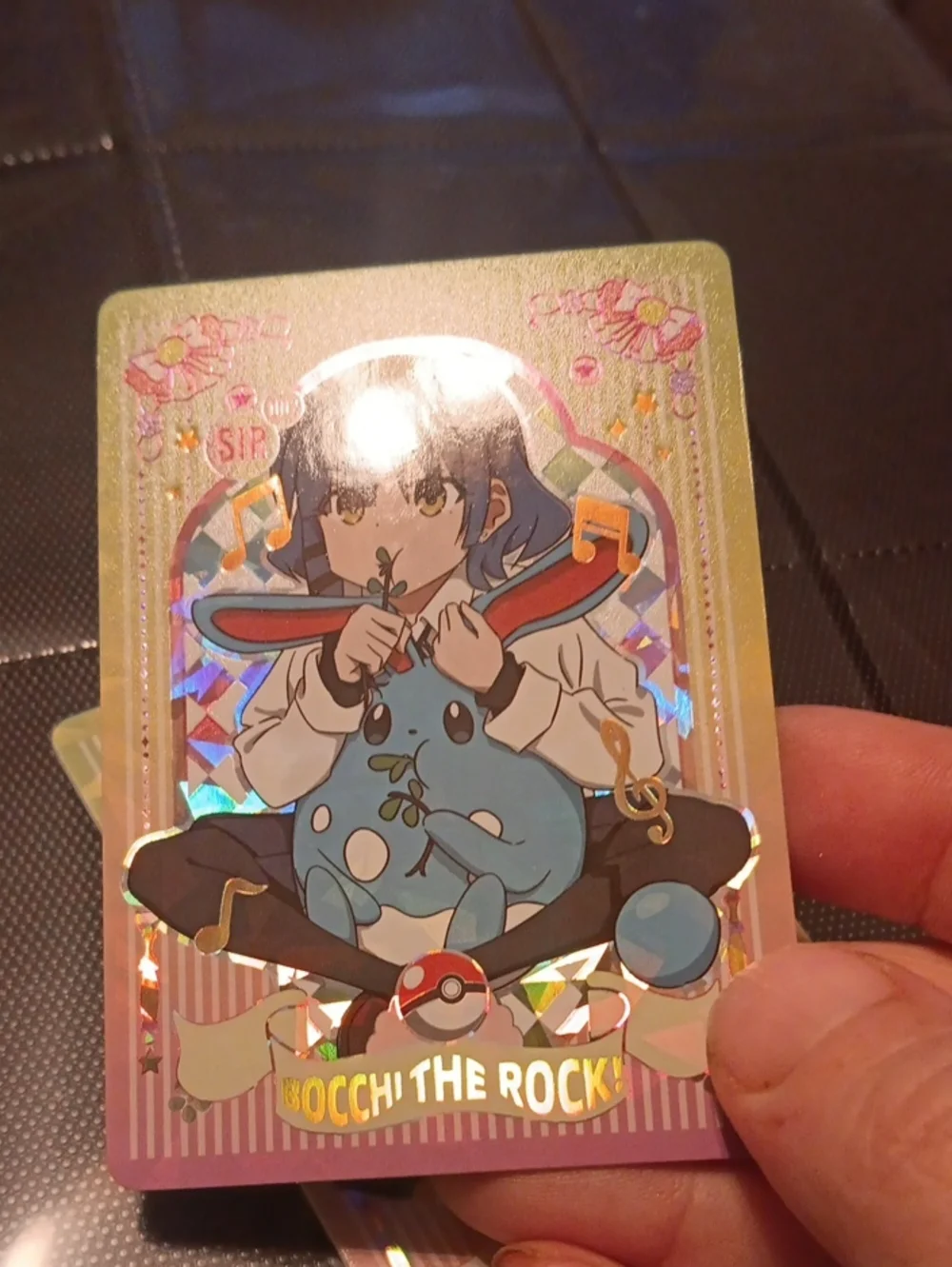 Pokemon Holographic Pink Yellow Blue Trading Card
